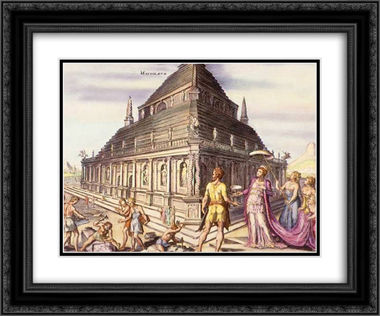 Mausoleum of Halicarnassus 24x20 Black Ornate Wood Framed Art Print Poster with Double Matting by van Heemskerck, Maerten