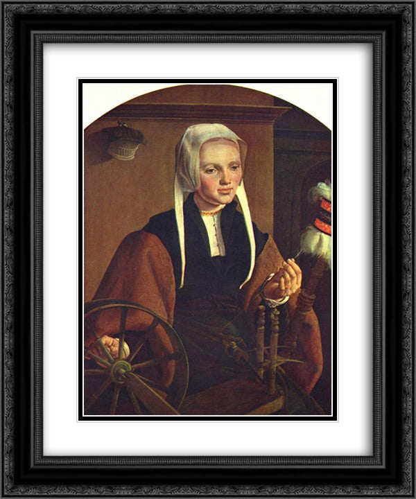 Portrait of a Woman 20x24 Black Ornate Wood Framed Art Print Poster with Double Matting by van Heemskerck, Maerten