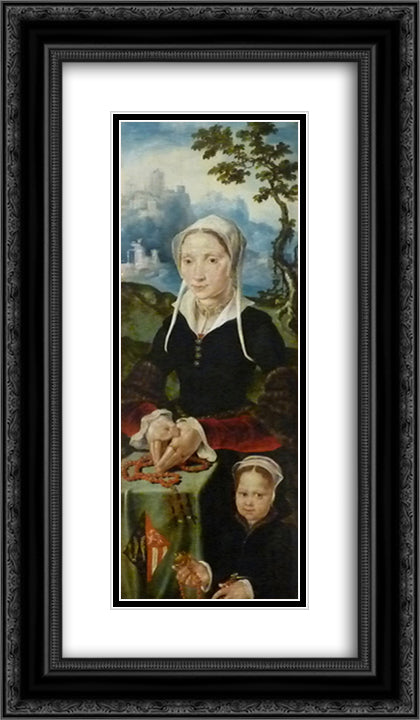 Portrait of donor 14x24 Black Ornate Wood Framed Art Print Poster with Double Matting by van Heemskerck, Maerten