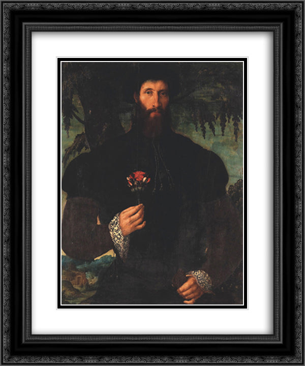 Self-portrait 20x24 Black Ornate Wood Framed Art Print Poster with Double Matting by van Heemskerck, Maerten