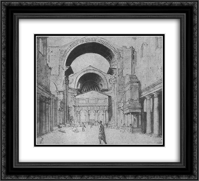St Peter's Basilica seen from east 22x20 Black Ornate Wood Framed Art Print Poster with Double Matting by van Heemskerck, Maerten