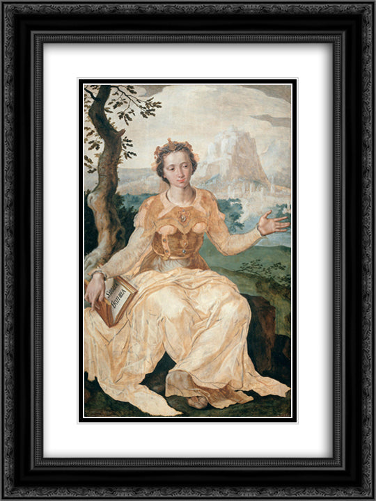 The Erythraean Sibyl 18x24 Black Ornate Wood Framed Art Print Poster with Double Matting by van Heemskerck, Maerten