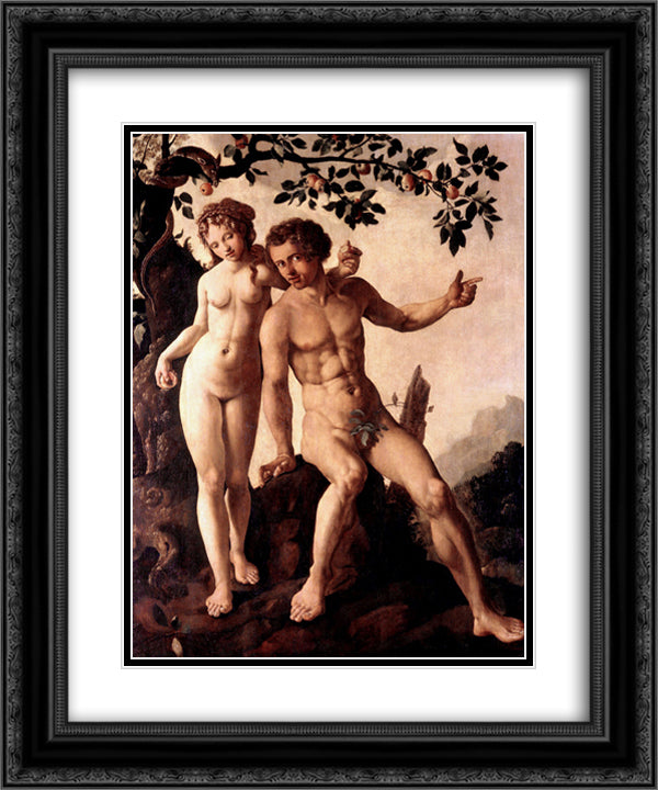 The Fall 20x24 Black Ornate Wood Framed Art Print Poster with Double Matting by van Heemskerck, Maerten