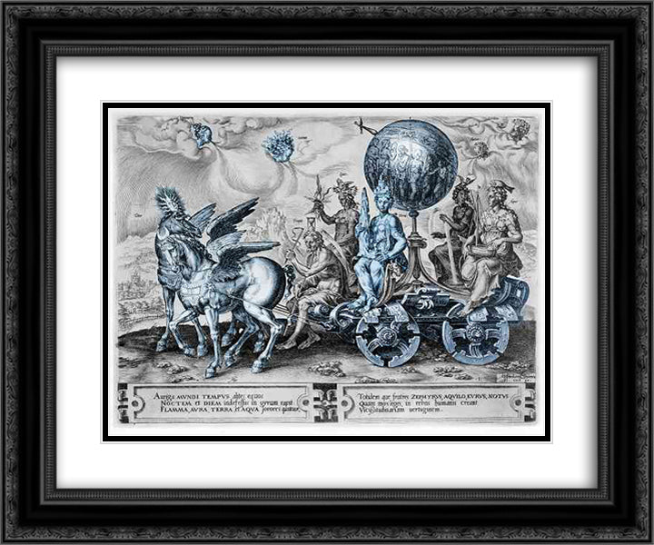 Triumph of the World 24x20 Black Ornate Wood Framed Art Print Poster with Double Matting by van Heemskerck, Maerten
