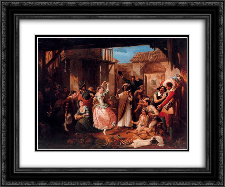 Rinconcete y Cortadillo 24x20 Black Ornate Wood Framed Art Print Poster with Double Matting by Rodriguez de Guzman, Manuel