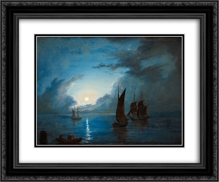 Hav i mansken 24x20 Black Ornate Wood Framed Art Print Poster with Double Matting by Larson, Marcus