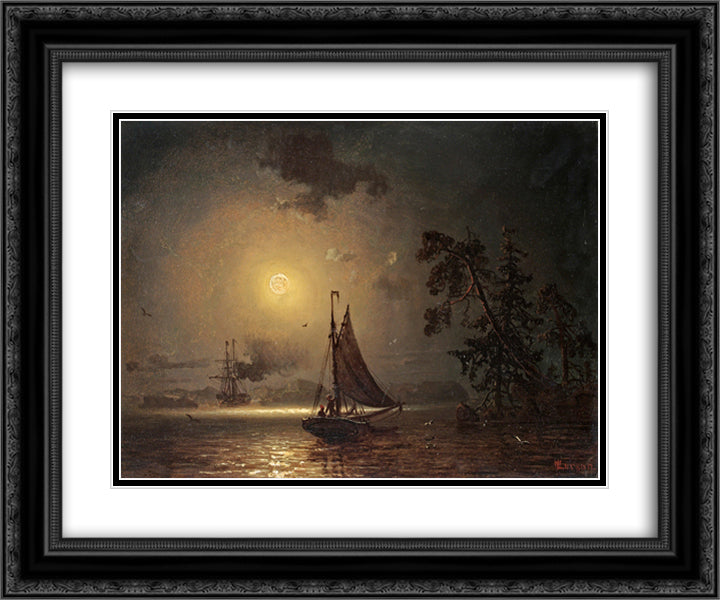 Nocturnal voyage 24x20 Black Ornate Wood Framed Art Print Poster with Double Matting by Larson, Marcus