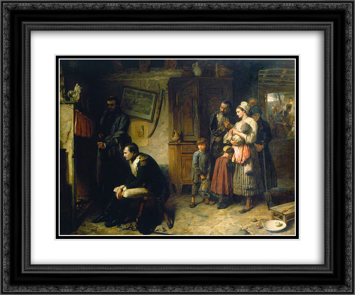 On the Road from Waterloo to Paris 24x20 Black Ornate Wood Framed Art Print Poster with Double Matting by Stone, Marcus