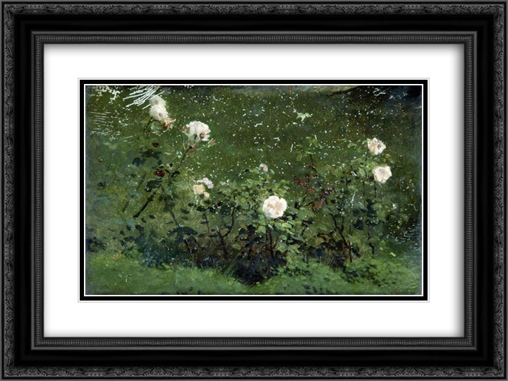 Roses 24x18 Black Ornate Wood Framed Art Print Poster with Double Matting by Stone, Marcus