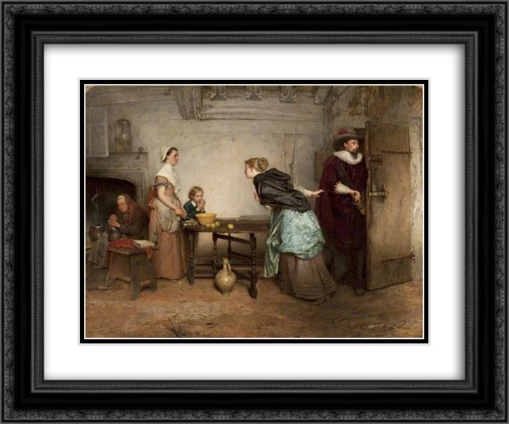 Royalists Seeking Safety 24x20 Black Ornate Wood Framed Art Print Poster with Double Matting by Stone, Marcus