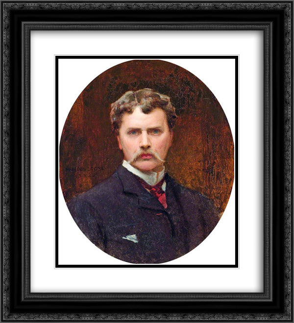 Self Portrait 20x22 Black Ornate Wood Framed Art Print Poster with Double Matting by Stone, Marcus