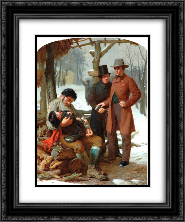 Silent Pleading 1858 20x24 Black Ornate Wood Framed Art Print Poster with Double Matting by Stone, Marcus