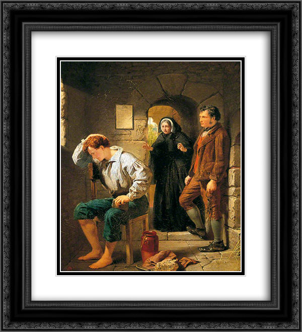 The Convict 20x22 Black Ornate Wood Framed Art Print Poster with Double Matting by Stone, Marcus