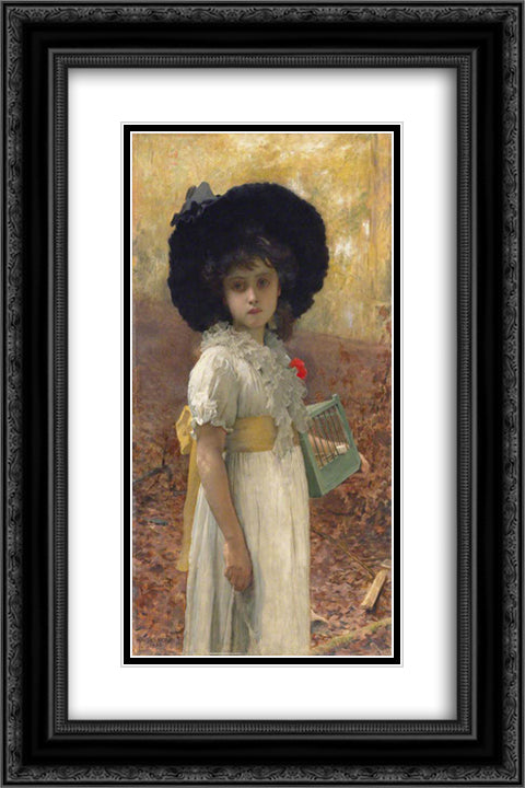 The Lost Bird 16x24 Black Ornate Wood Framed Art Print Poster with Double Matting by Stone, Marcus