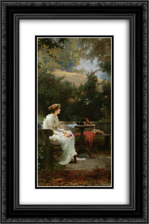 Welcome Footsteps 16x24 Black Ornate Wood Framed Art Print Poster with Double Matting by Stone, Marcus