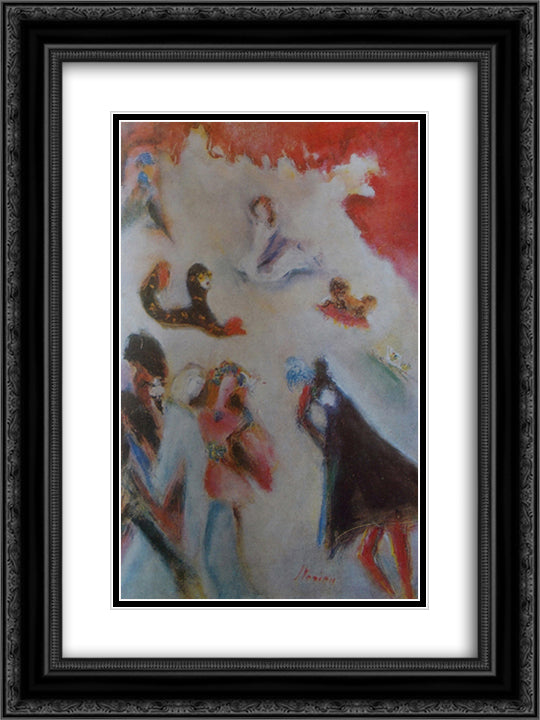 At the Clowns 18x24 Black Ornate Wood Framed Art Print Poster with Double Matting by Sterian, Margareta