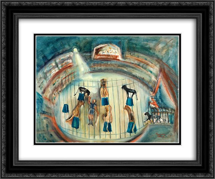 Circus scene 24x20 Black Ornate Wood Framed Art Print Poster with Double Matting by Sterian, Margareta