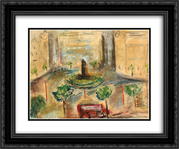 City Lights 24x20 Black Ornate Wood Framed Art Print Poster with Double Matting by Sterian, Margareta