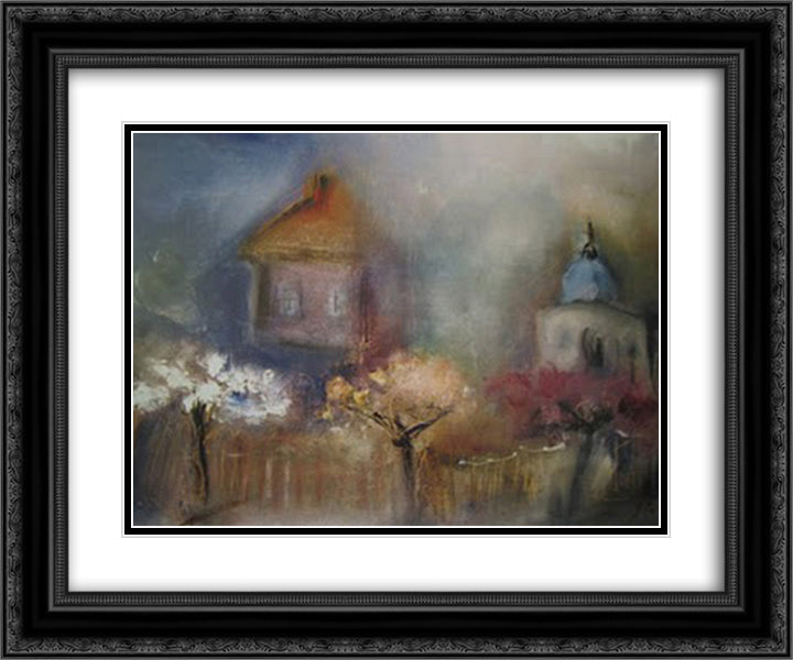 Landscape 24x20 Black Ornate Wood Framed Art Print Poster with Double Matting by Sterian, Margareta