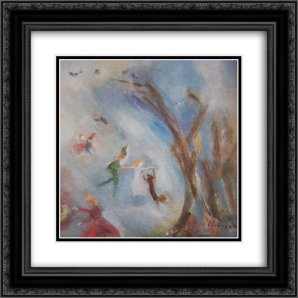 Primavera 20x20 Black Ornate Wood Framed Art Print Poster with Double Matting by Sterian, Margareta