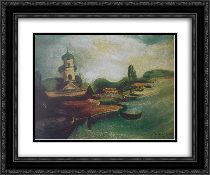 Sunset in Delta 24x20 Black Ornate Wood Framed Art Print Poster with Double Matting by Sterian, Margareta