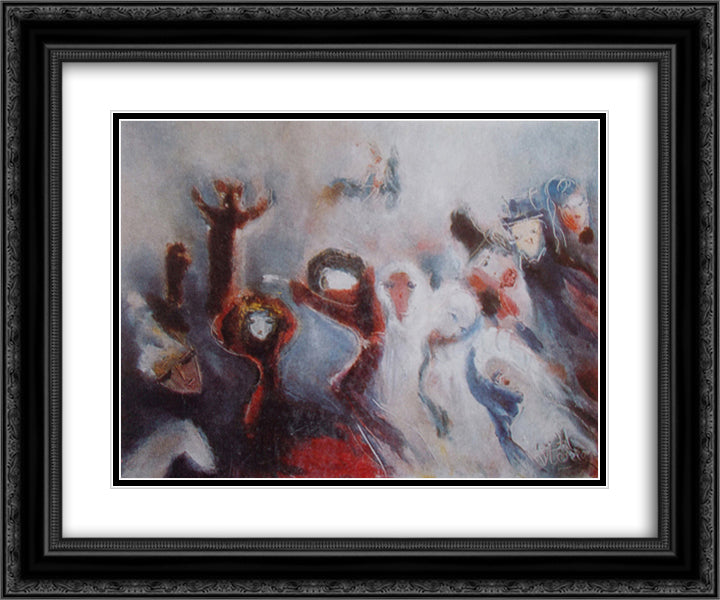 The Alarm 24x20 Black Ornate Wood Framed Art Print Poster with Double Matting by Sterian, Margareta