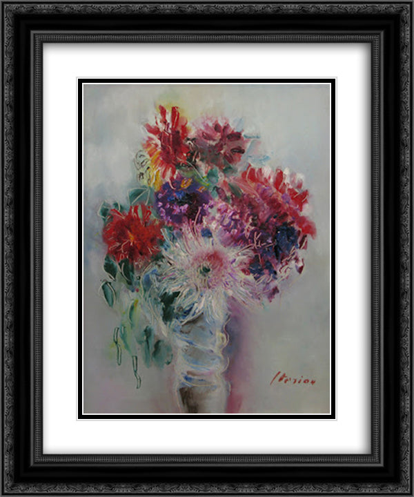Vase with Flowers 20x24 Black Ornate Wood Framed Art Print Poster with Double Matting by Sterian, Margareta