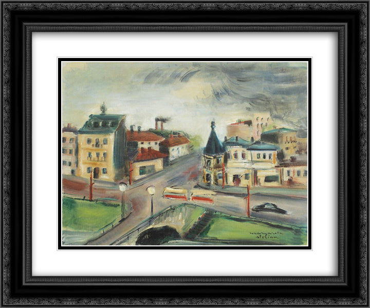 View from the artist's studio 24x20 Black Ornate Wood Framed Art Print Poster with Double Matting by Sterian, Margareta