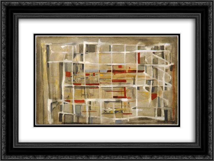 Interieur a la spirale 24x18 Black Ornate Wood Framed Art Print Poster with Double Matting by Vieira da Silva, Maria Helena