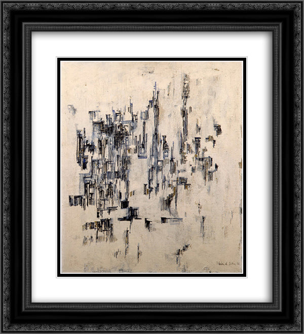 La rue 20x22 Black Ornate Wood Framed Art Print Poster with Double Matting by Vieira da Silva, Maria Helena