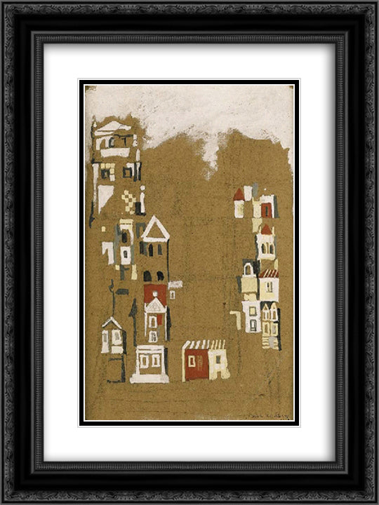 Maisons 18x24 Black Ornate Wood Framed Art Print Poster with Double Matting by Vieira da Silva, Maria Helena
