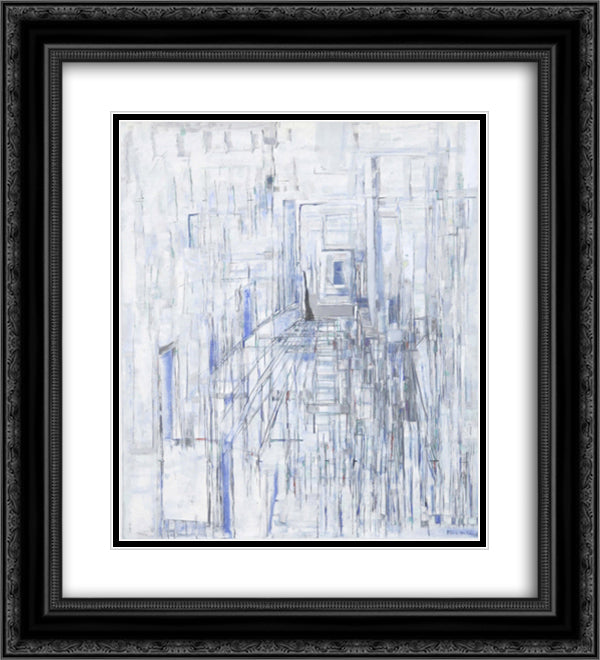 Passage of the Mirrors 20x22 Black Ornate Wood Framed Art Print Poster with Double Matting by Vieira da Silva, Maria Helena