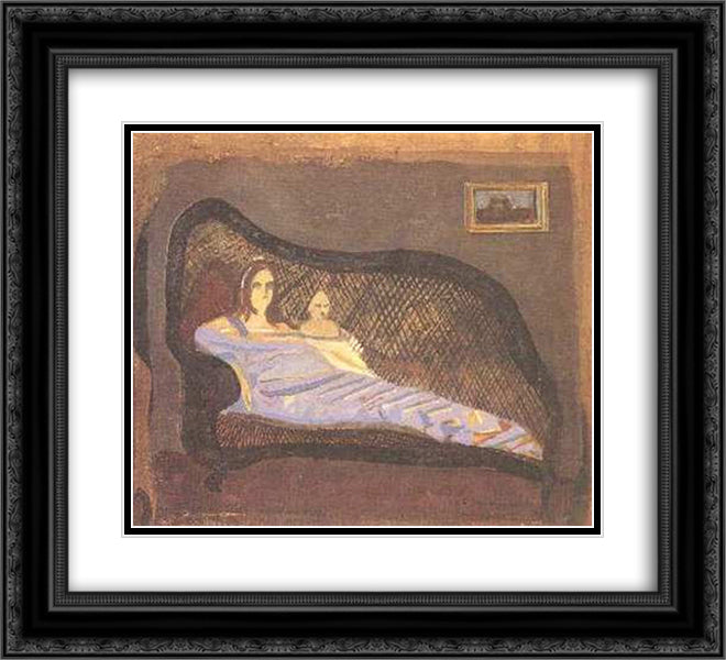 Sofa harpa 22x20 Black Ornate Wood Framed Art Print Poster with Double Matting by Vieira da Silva, Maria Helena