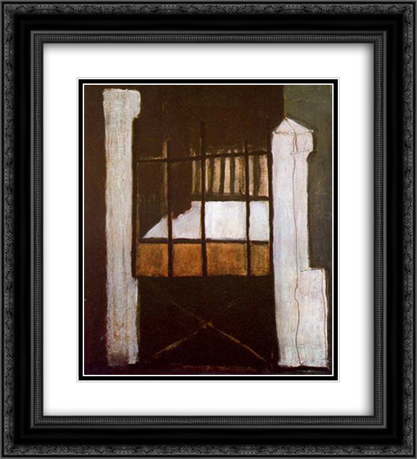 Villa des Camelias 20x22 Black Ornate Wood Framed Art Print Poster with Double Matting by Vieira da Silva, Maria Helena