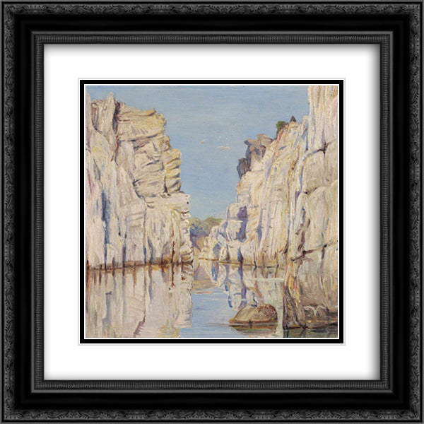 Marble Rocks, Jabalpur, Madhya Pradesh, India 20x20 Black Ornate Wood Framed Art Print Poster with Double Matting by North, Marianne