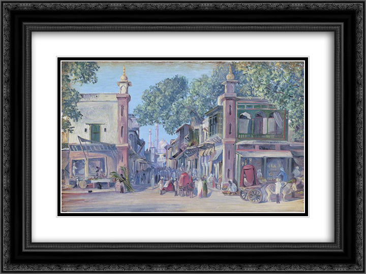 The Street of Blood, Delhi 24x18 Black Ornate Wood Framed Art Print Poster with Double Matting by North, Marianne