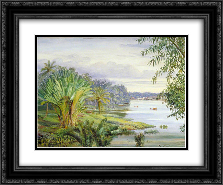 View of Kuching and River, Sarawak, Borneo 24x20 Black Ornate Wood Framed Art Print Poster with Double Matting by North, Marianne