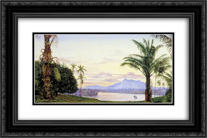View of Matang and River, Sarawak, Borneo 24x16 Black Ornate Wood Framed Art Print Poster with Double Matting by North, Marianne