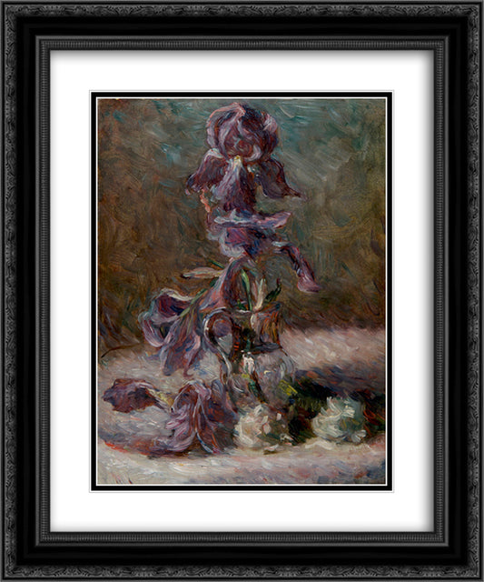 Iris in a vase 1886 20x24 Black Ornate Wood Framed Art Print Poster with Double Matting by Bracquemond, Marie