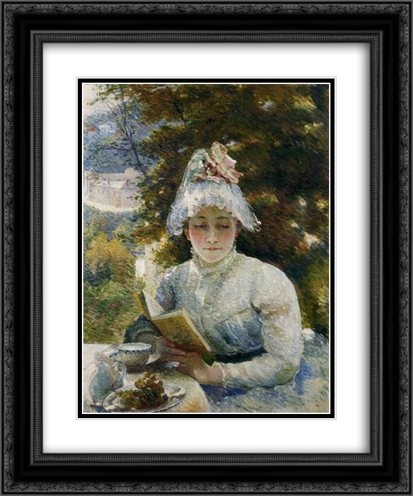 Le Gouter 20x24 Black Ornate Wood Framed Art Print Poster with Double Matting by Bracquemond, Marie