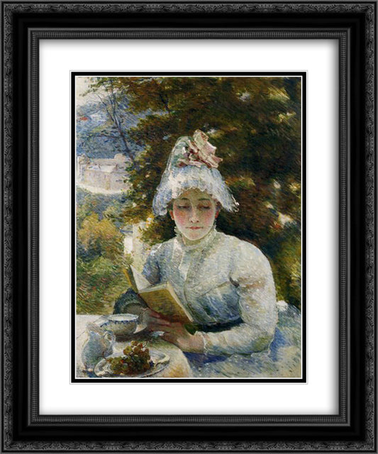 Le Gouter 20x24 Black Ornate Wood Framed Art Print Poster with Double Matting by Bracquemond, Marie