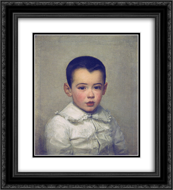 Pierre Bracquemond as child 20x22 Black Ornate Wood Framed Art Print Poster with Double Matting by Bracquemond, Marie