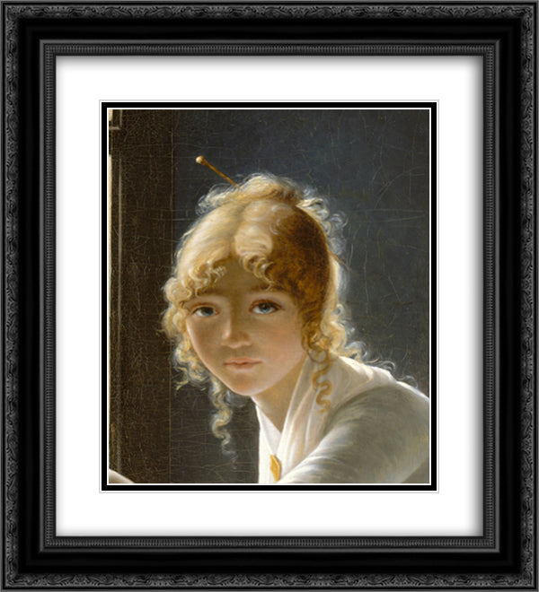 Young Woman Drawing (detail) 20x22 Black Ornate Wood Framed Art Print Poster with Double Matting by Villers, Marie Denise