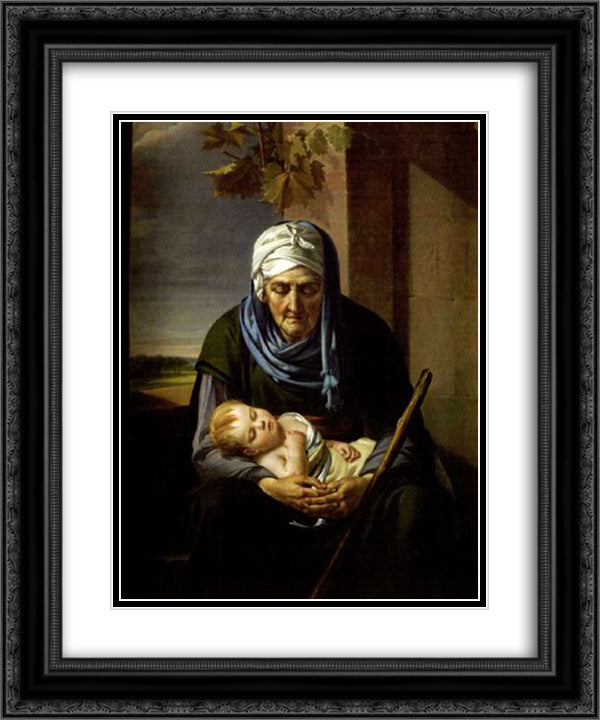Il sonno dell'infanzia e della vecchiaia 20x24 Black Ornate Wood Framed Art Print Poster with Double Matting by Benoist, Marie Guillemine