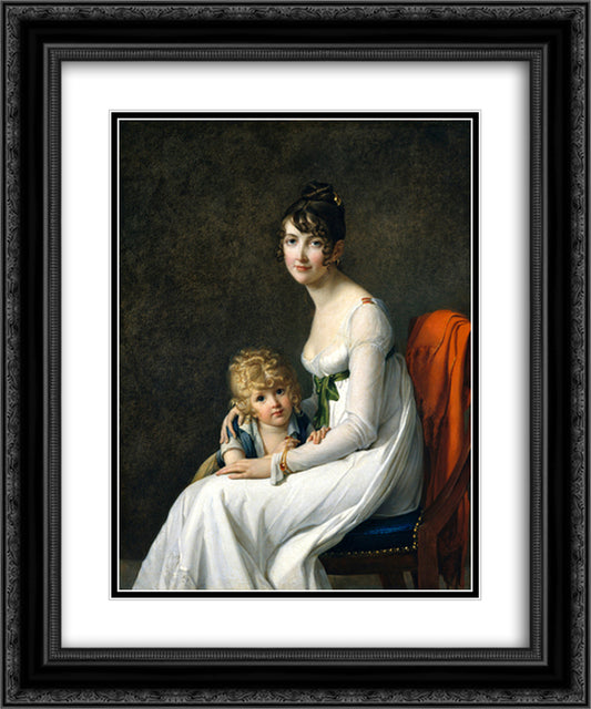 Madame Jeanne Desbassayns de Richemont And Her Son, Eugene 20x24 Black Ornate Wood Framed Art Print Poster with Double Matting by Benoist, Marie Guillemine