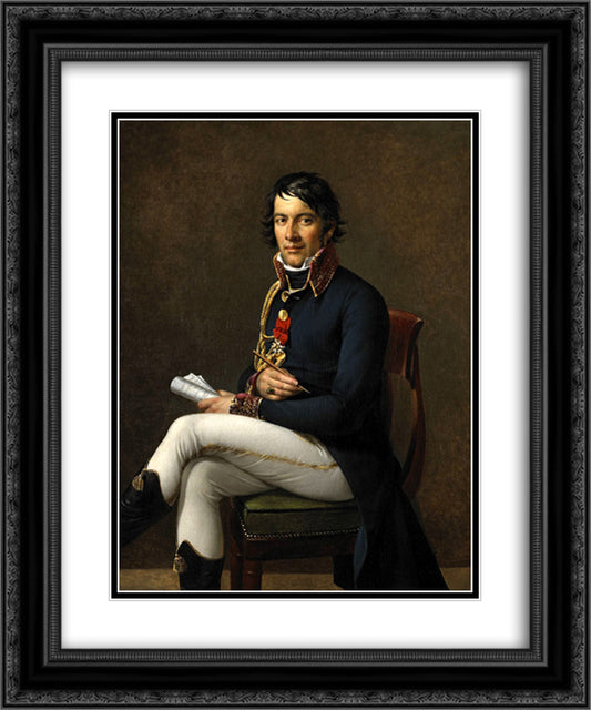 Portrait of Baron Larrey 20x24 Black Ornate Wood Framed Art Print Poster with Double Matting by Benoist, Marie Guillemine