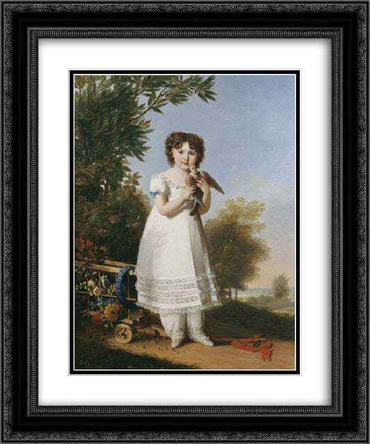 Portrait of Napoleona Elisa Baciocchi 20x24 Black Ornate Wood Framed Art Print Poster with Double Matting by Benoist, Marie Guillemine
