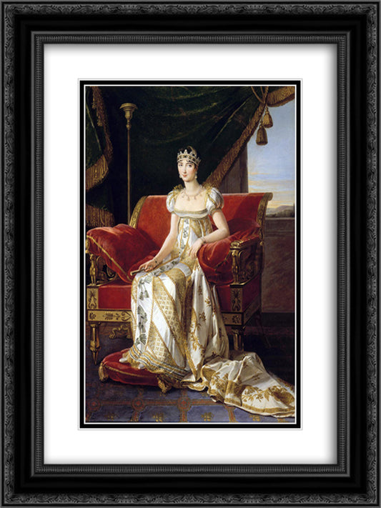 Portrait of Pauline Bonaparte 18x24 Black Ornate Wood Framed Art Print Poster with Double Matting by Benoist, Marie Guillemine