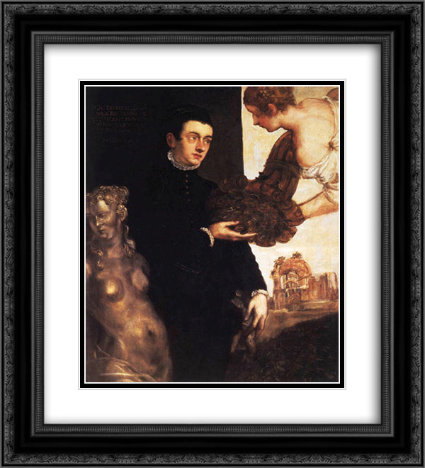 Portrait of Ottavio Strada (attributed) 20x22 Black Ornate Wood Framed Art Print Poster with Double Matting by Robusti, Marietta