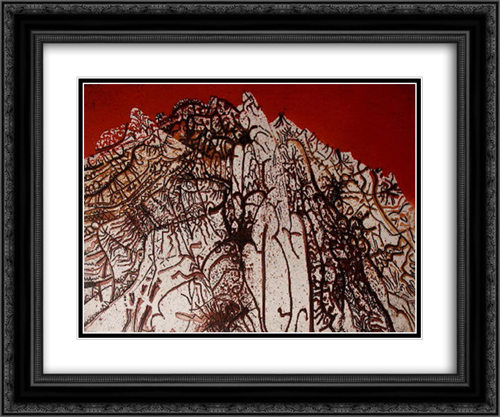 Alpille rouge 24x20 Black Ornate Wood Framed Art Print Poster with Double Matting by Prassinos, Mario